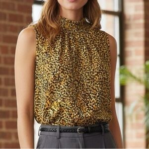 Adrianna Papell Yellow and Black Patterned Tank Top